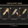 CestoMen Straight Edge Shaving Razor for Men, Professional Silicone Handle Stainless Steel Barber Razor - Salon Cut Throat Shavette with 15 Guarded Blades (Gold) view 4