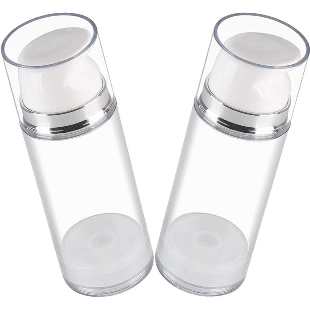 Clear Airless Pump Bottles, 2PCS Lotion Dispenser Travel with Pump, Vacuum Plastic Travel Size Lotion Bottle for Foundation, Creams, Cosmetic 150ML