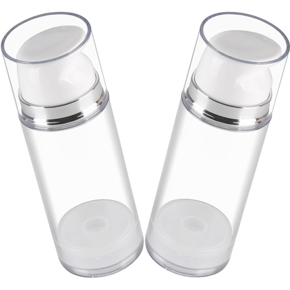DOITOOL 2pcs Mini Travel Lotion Dispenser Pink Airless Pump Bottles for Cosmetics 50ml Travel Squeeze Bottles