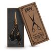 Facial Hair Scissors for Men | Titanium Series | Mustache & Beard Trimming Scissors | 5.5 inches l Sharp & Precise Grooming | Razor Edge Barber Scissor (RIGHT HANDED - titanium bronze) view 2