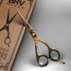 Facial Hair Scissors for Men | Titanium Series | Mustache & Beard Trimming Scissors | 5.5 inches l Sharp & Precise Grooming | Razor Edge Barber Scissor (RIGHT HANDED - titanium bronze) view 4