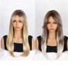 Eight Bang Gold Long Gradation of Hair Straight Synthetic Long Wigs Machine Made for Hair Loss for Woman Middle Parting Bang Wigs for Thinning Hair (Gold) view 1