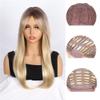 Eight Bang Gold Long Gradation of Hair Straight Synthetic Long Wigs Machine Made for Hair Loss for Woman Middle Parting Bang Wigs for Thinning Hair (Gold) view 3