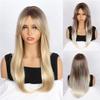 Eight Bang Gold Long Gradation of Hair Straight Synthetic Long Wigs Machine Made for Hair Loss for Woman Middle Parting Bang Wigs for Thinning Hair (Gold) view 4