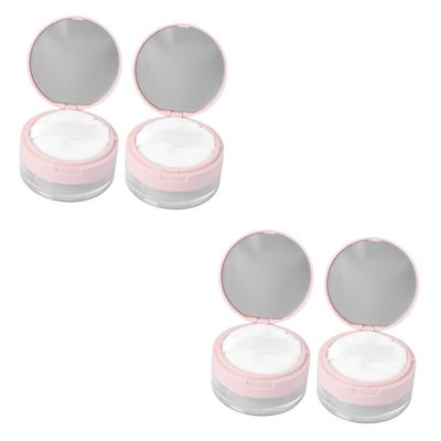 FRCOLOR 4pcs Makeup Sponges for Blending Portable Empty Loose Powder Box Mirror Powder Container Elastic Denser Mesh