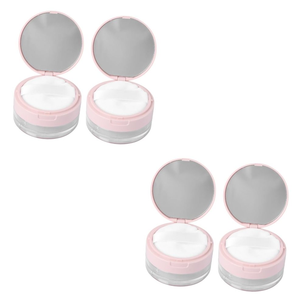 FRCOLOR 4pcs Makeup Sponges for Blending Portable Empty Loose Powder Box Mirror Powder Container Elastic Denser Mesh