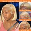 Licoville 613 Blonde Bob Wig Human Hair 180% Density Short Blonde Wigs Bob Sleek Straight HD Transparent 13x4 613 Lace Front Wig Human Hair Glueless Wigs for Black Women Pre Plucked view 2