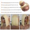 Licoville 613 Blonde Bob Wig Human Hair 180% Density Short Blonde Wigs Bob Sleek Straight HD Transparent 13x4 613 Lace Front Wig Human Hair Glueless Wigs for Black Women Pre Plucked view 3