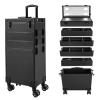 CNCEST Rolling Makeup Train Case Trolley with Adjustable LED Light,Studio Mirror Touch Screen 3000K-6000K Cosmetic Storage Lockable Makeup Artist Nail Organizer (5layer) view 1