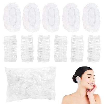 100 Pack Disposable Clear Ear Covers For Shower,dye the hair Waterproof Plastic Ear Protectors
