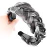 DIGUAN Wide Messy Braided Headband With Teeth Synthetic Hair Plaited Headband High Elasticity Braids Chunky Fishtail Braided Hair Band Hairpiece for Girls Women Beauty Accessory (Dark Gray) view 1