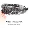DIGUAN Wide Messy Braided Headband With Teeth Synthetic Hair Plaited Headband High Elasticity Braids Chunky Fishtail Braided Hair Band Hairpiece for Girls Women Beauty Accessory (Dark Gray) view 2