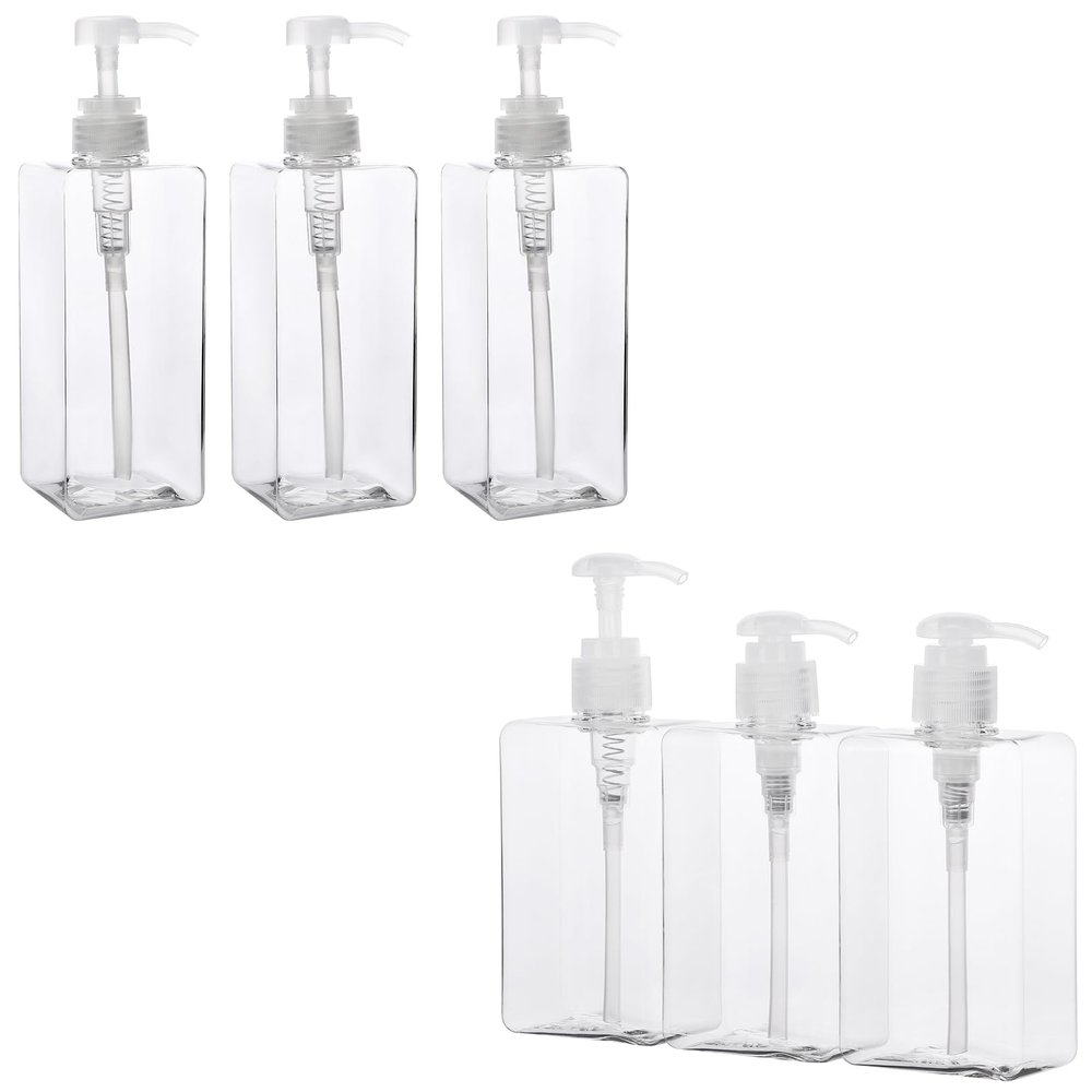 Suream Refillable Shampoo and Conditioner Bottles, 9.5oz/280ml and 22oz/650ml Square Empty Bathroom Bottle for Body Wash, Essential Oil, Soap Liquid, Lotion