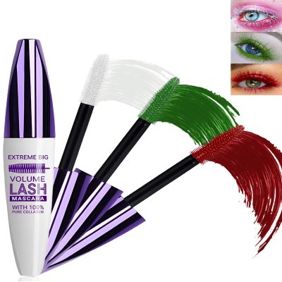 5D Colored Mascara for Eyelashes-3 Colors White Red Green Longlasting Waterproof Mascara Volume and Length,Curling Fiber rimel de pestaas, Christmas Makeup Gift Kit for Women Girl Cosplay Party