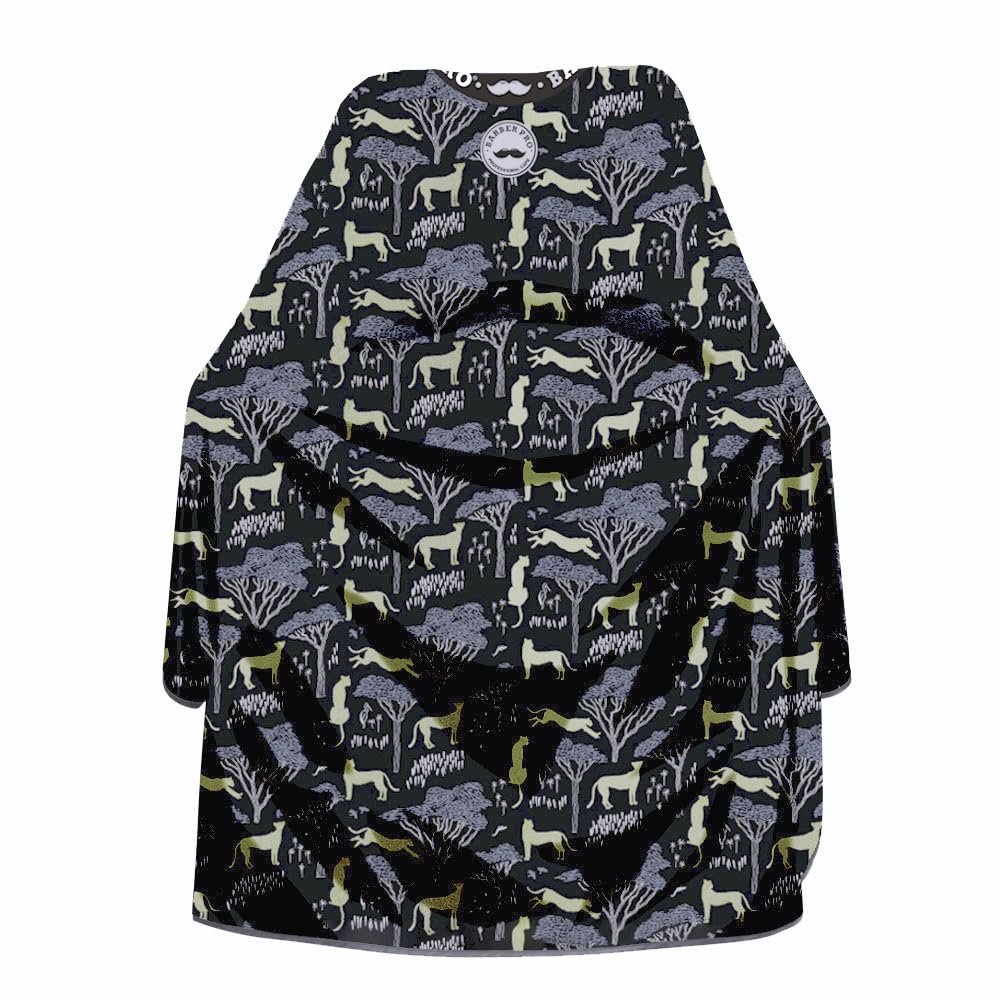 Barber Cape for Men With Adjustable Snap Closure - Hair Cutting and Salon Cape for Hairstylists (Gray Leopard)