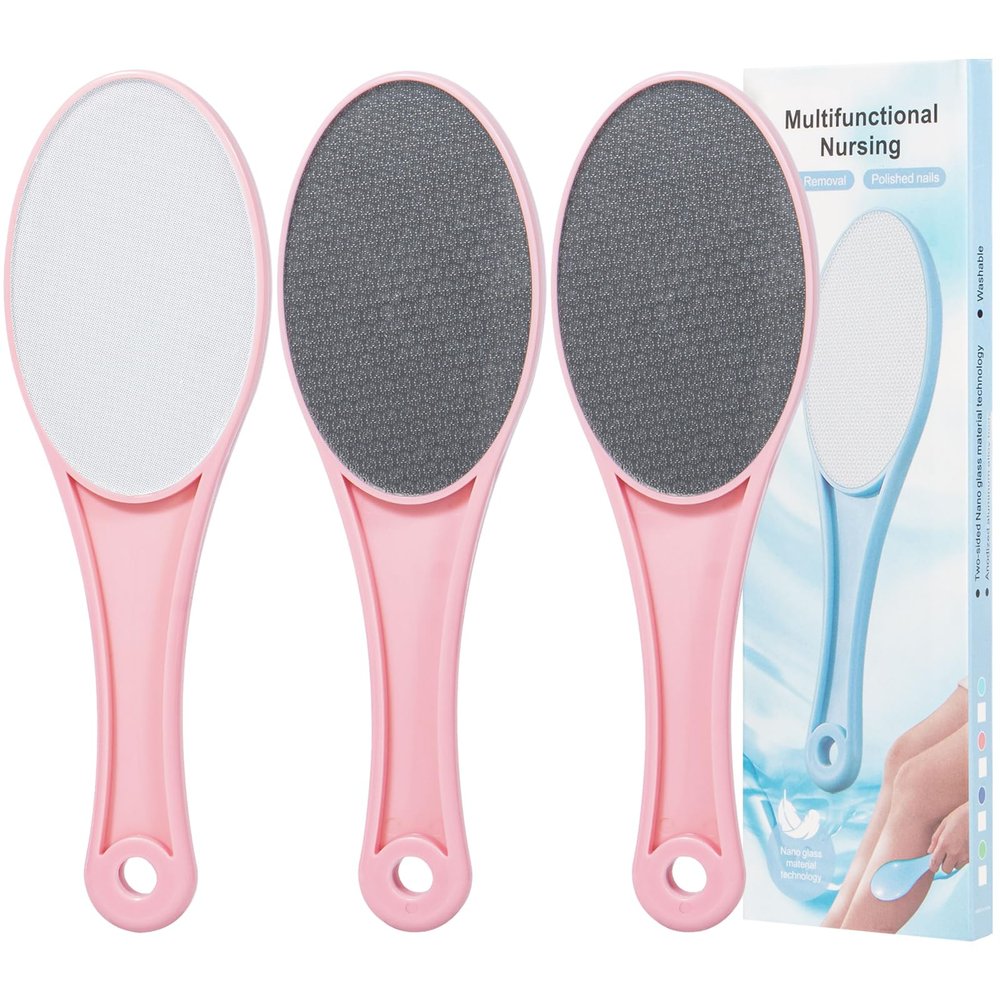 3 Pack Nano Glass Foot File Callus Remover for Feet, Beomeen Double Sided Foot Scrubber, Dead Skin Remover, Hygienic Pedicure Tool, Hair Eraser for Softer and Smoother Feet and Hands