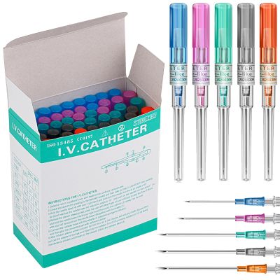 Gouevn Catheter Piercing Needles - 50PCS Mix 14G 16G 18G 20G 22G Hollow Needles for Piercing with Catheter for Ear Nose Lip Belly and Body Piercing, Cateter Para Piercing Needle Kit