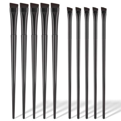 10 Pcs Angled Eyebrow Eyeliner Brush Set Eyebrow Tint Brush Flat Eyebrow Brush Applicator, Fine Angled Ultra Thin Angled Eyeliner Eyeshadow Eyebrow Makeup Brush Applicator