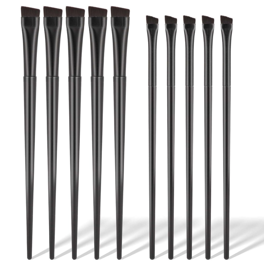 10 Pcs Angled Eyebrow Eyeliner Brush Set Eyebrow Tint Brush Flat Eyebrow Brush Applicator, Fine Angled Ultra Thin Angled Eyeliner Eyeshadow Eyebrow Makeup Brush Applicator