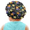 Babrukda Dinosaur Palm Leaf Print Sleep Cap for Kids Adjustable Elastic Band Flat Cap Sleeping for Hair Satin Bonnet Sleeping Beanie Hair Cap Headwear Hat for Girls Boys Toddler Baby view 1