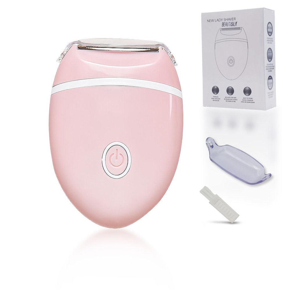 Electric Hair Shaver for Women: Compact, Cordless Wet & Dry Razor for Smooth Body & Dual Trimmers  Bikini Line and Quick, Travel-Friendly.BEAUTISILK (Pink)