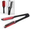 Beard Straightener Comb, Professional Double Sided Beard Straightening Brush, V Shaped Beard Brush Stylish Hair Splint Tool for Flat and Silky Beard (red) view 4