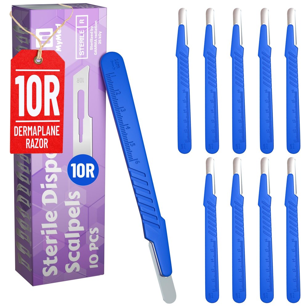 MyMed Dermaplane Razor 10R Blades Dermaplaning Scalpels Pack of 10