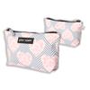 Betsey Johnson 8.5 Inch Zipper Cosmetic Pouch Small Toiletry Bag Lightweight Durable Polyester Organizer with Inner Zipped Pocket Good For Makeup Accessories and Travel Needs (Chevron Hearts) view 3
