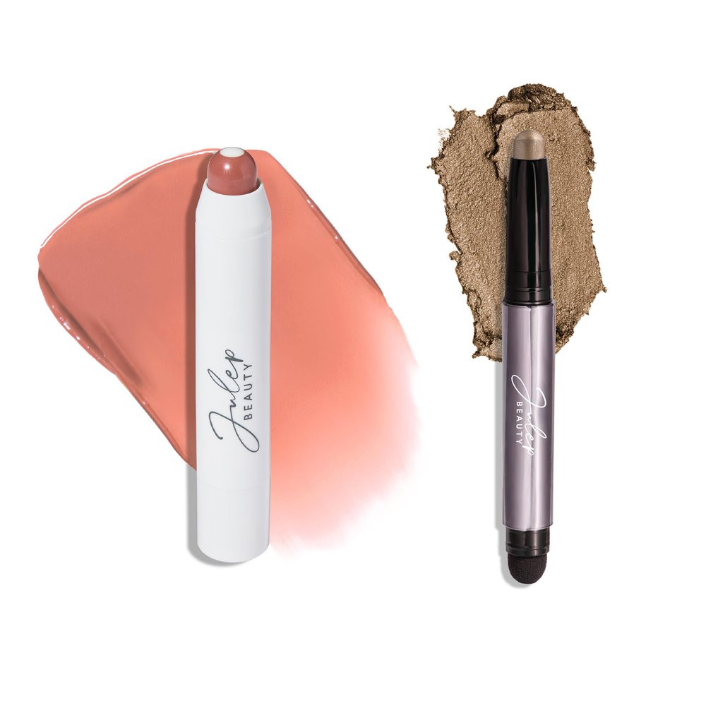 Julep Eyeshadow 101 Crme to Powder Waterproof Eyeshadow Stick, Taupe Shimmer &It's Balm: Tinted Lip Balm + Buildable Lip Color -Velvet Nude - Natural Gloss Finish
