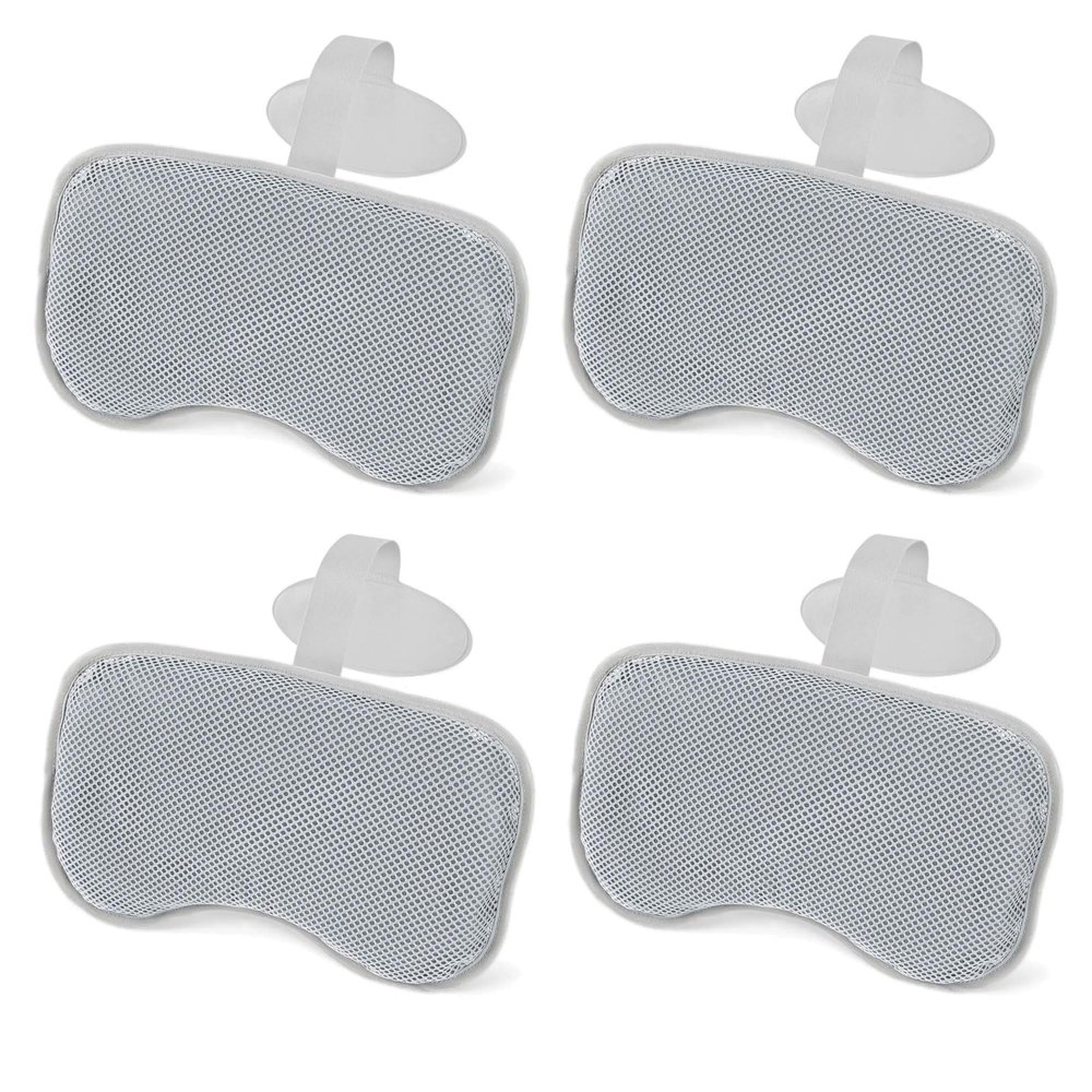 Bestway 4 Pack SaluSpa Padded Headrest Pillows with Adjustable Strap to Adjust Height, Washable Mesh Cover, Compatible with SaluSpa Hot Tubs, Gray