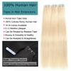 #613 Bleach Blonde Tape in Hair Extensions Human Hair,26 inches 40pcs 100g Seamless Tape in Hair Human Hair Extensions PU Skin Weft Straight Tape in Hair Extensions view 3