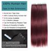 Burgundy Tape in Hair Extensions 99J Wine Red Tape in Extensions 8"Inch 100 Gram Tape in Human Hair 40 Pcs Human Hair Extensions Seamless Skin Weft Hair Extensions view 3