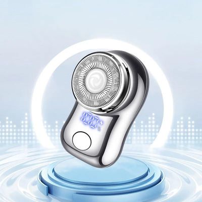 EKHOU Men's Shaver, Mini Electric Shaver for Men Portable Beard Knife Type-C Charging Shavers Face Body Razor with Digital Power Display (Color : Silver)