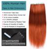 12 Inch Tape in Hair Extensions Remy Human Hair Extensions 40 Pcs 100g Copper Red Tape in Straight Seamless Skin Weft Tape Hair Extensions #350 Ginger Orange Color view 3