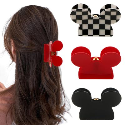 BENOSPACE Hair Clip, 3Pcs Mouse Head Acrylic Hair Claw Clips for Thin Medium Curly Hair, Non-slip Hair Catch Barrette, Strong Hold Jaw Clamp Women Fashion Hair Styling Accessories