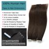 20 Inch Tape in Hair Extensions Seamless Remy Pu Glue on Hair 100G 40 Pcs Color #2 Darkest Brow Straight Tape in Human Hair Brazilian Remy Pu Hair Extensions view 2