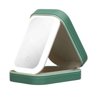 ACE4U Integrated Makeup Storage Box with Light-Filling Mirror, Travel Makeup Bag with Lighted Mirror, 2024 New Cosmetics Train Case with Removeable LED 3 Color Brightness Mirror (Color : Green)