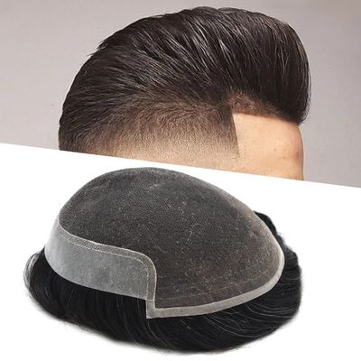 Healthlif French Lace Toupee For Men Hair Replacement System For Men Human Hair Pieces For Mens Toupee Human Hair Patch Prosthesis For Men8x10light to medium density#1B10 1B# OFF BLACK+10% GREY