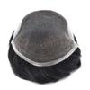 Healthlif French Lace Toupee For Men Hair Replacement System For Men Human Hair Pieces For Mens Toupee Human Hair Patch Prosthesis For Men8x10light to medium density#1B10 1B# OFF BLACK+10% GREY view 4