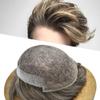 Healthlif French Lace Toupee For Men Hair Replacement System For Men European Human Hair Pieces For Mens Toupee Human Hair Patch Prosthesis For Men8x10light to medium density#350 3# DARK BROWN+50%GREY view 1