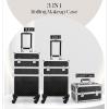 Faquenc Cosmetology Case on Wheels 3 in 1 Rolling Makeup Train Case Nail Tech Makeup Organizers Storage Cart Cosmetic Trolley Travel Barber Suitcase for Make up Artist Manicure Hair Lockable, Black view 2