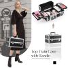 Faquenc Cosmetology Case on Wheels 3 in 1 Rolling Makeup Train Case Nail Tech Makeup Organizers Storage Cart Cosmetic Trolley Travel Barber Suitcase for Make up Artist Manicure Hair Lockable, Black view 3