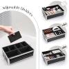 Faquenc Cosmetology Case on Wheels 3 in 1 Rolling Makeup Train Case Nail Tech Makeup Organizers Storage Cart Cosmetic Trolley Travel Barber Suitcase for Make up Artist Manicure Hair Lockable, Black view 4