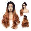 OrBheS Wig European Fashion Ladies Long Hair Black Gradient Brown Wavy Hair Lace Front Hair Wig Beautiful Long Wavy Harajuku Style (Color : 24 Inches) view 1