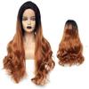OrBheS Wig European Fashion Ladies Long Hair Black Gradient Brown Wavy Hair Lace Front Hair Wig Beautiful Long Wavy Harajuku Style (Color : 24 Inches) view 2