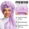 2Pcs Bonnets for Black Women Braid Bonnet, Large Long Satin Bonnet for Braids, Silk Bonnet with Stretchy Tie Band Sleep Cap Hair (2Pcs-Black&Purple) view 2