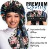 2Pcs Bonnets for Black Women Braid Bonnet, Large Long Satin Bonnet for Braids, Silk Bonnet with Stretchy Tie Band Sleep Cap Hair (2Pcs-Black&Black Pattern) view 2