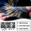 2Pcs Bonnets for Black Women Braid Bonnet, Large Long Satin Bonnet for Braids, Silk Bonnet with Stretchy Tie Band Sleep Cap Hair (2Pcs-Black&Black Pattern) view 4