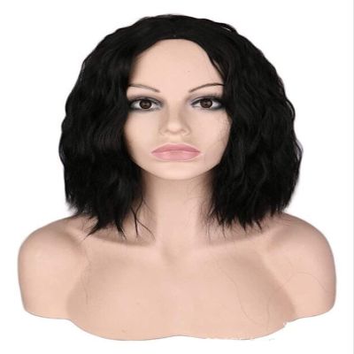 OrBheS Wigs European and Fashion Carved Black Wig Corn hot Corn hot Wig high Temperature Wire Beautiful Long Wavy Harajuku Style Cosplay Wig