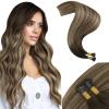 Moresoo Itip Hair Extension Human Hair Balayage Dark Brown to Light Brown with Blonde Hair Extensions Human Hair I Tip Silky Soft 0.8G/S 50S 22 Inch view 1
